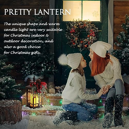 Red Christmas Hanging Lantern with Candles - Holiday Decor