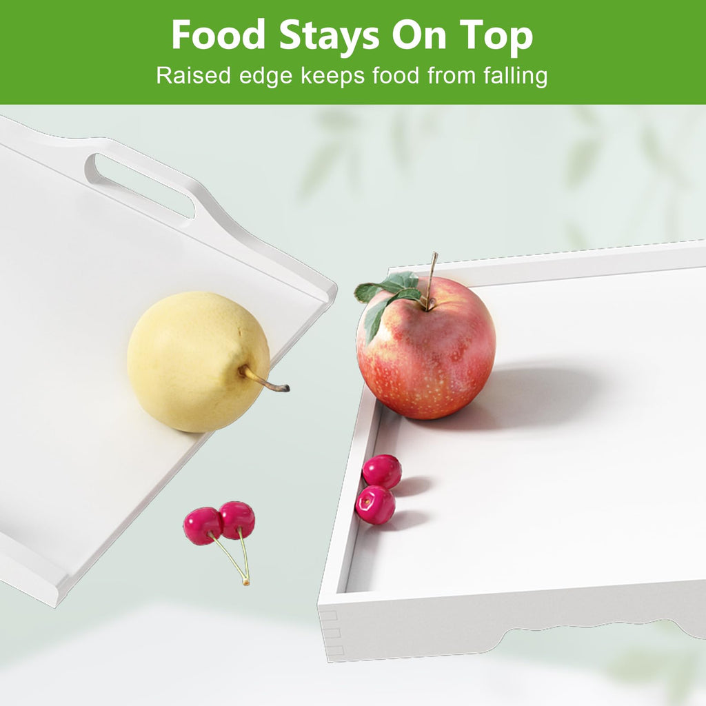 Youpehom Bed Tray Table with Folding Legs, Bamboo Breakfast in Bed for Kitchen Serving Tray, Sofa, Eating, Used As Laptop Desk Snack Tray (4 Pack, White Color)