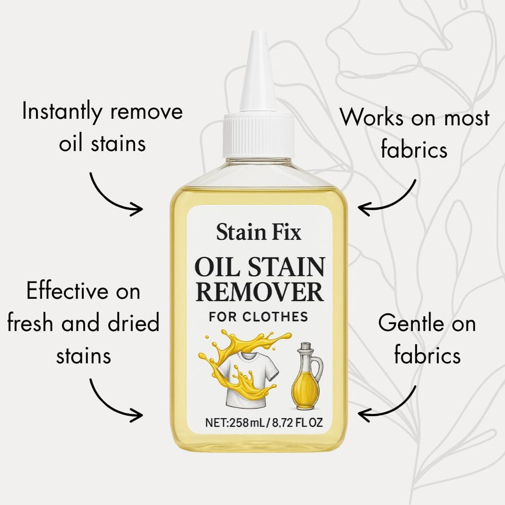 Oil Stain Remover - Effective Fabric Cleaner for Cooking & Engine Stains | 8.72oz, Safe for All Fabrics