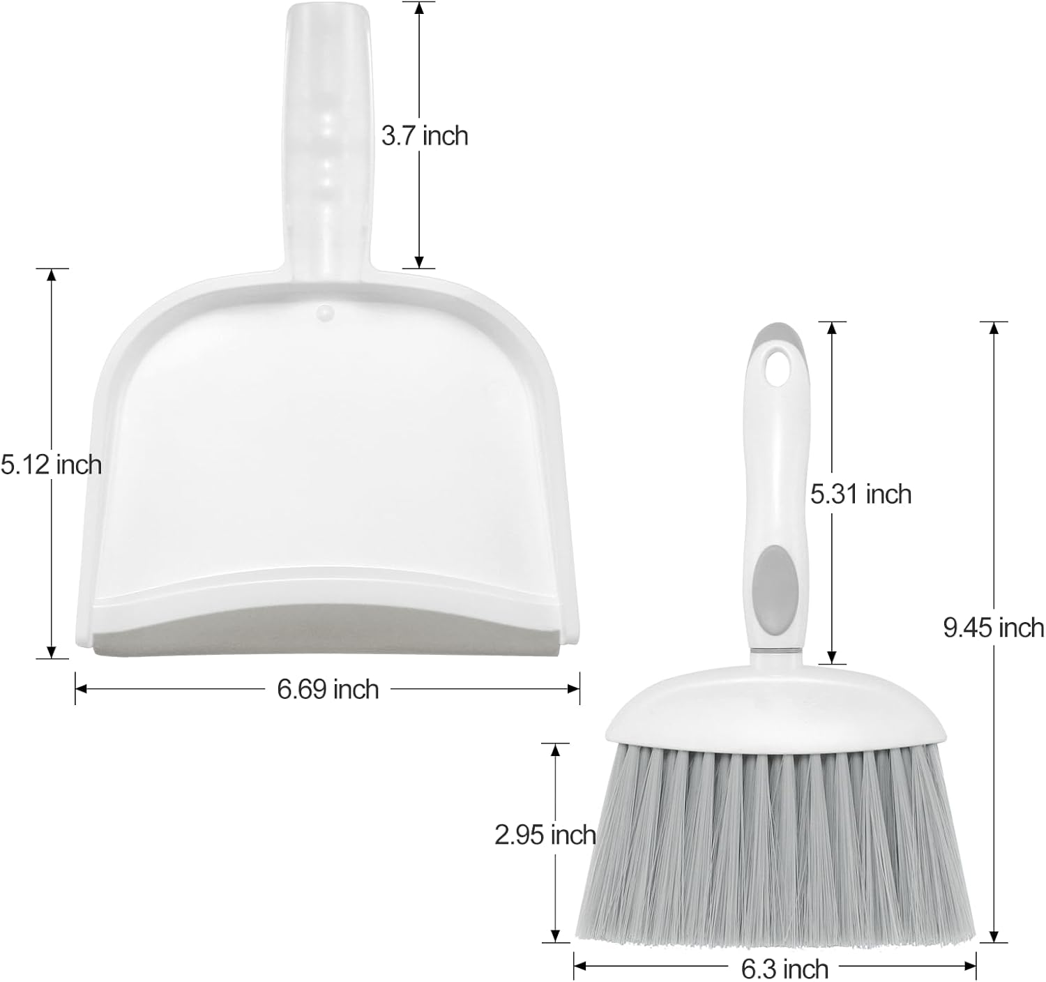 NACENA Mini Dust Pan and Brush Set - Compact Cleaning Tool for Home, Drawers & Sofas | White & Gray