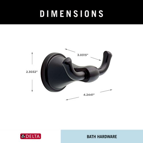Delta Faucet Becker (1-Pack) Towel/Robe Hook for Bathroom, Matte Black, Wall Mounted BCK35-MB