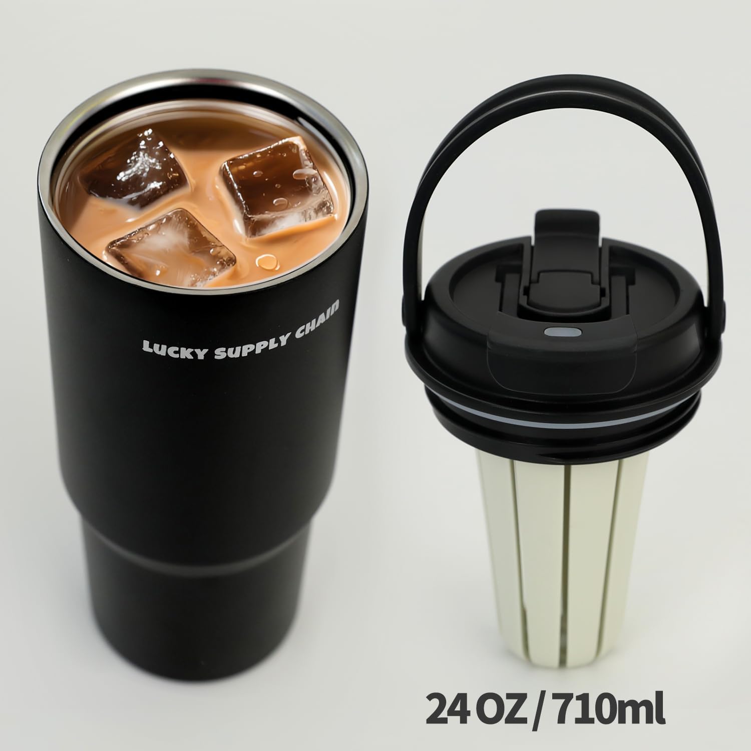 Skiennix Stainless Steel Water Bottle - 24 Oz Vacuum Insulated Tumbler with Straw | Keeps Drinks Cold for 12 Hrs (Black)