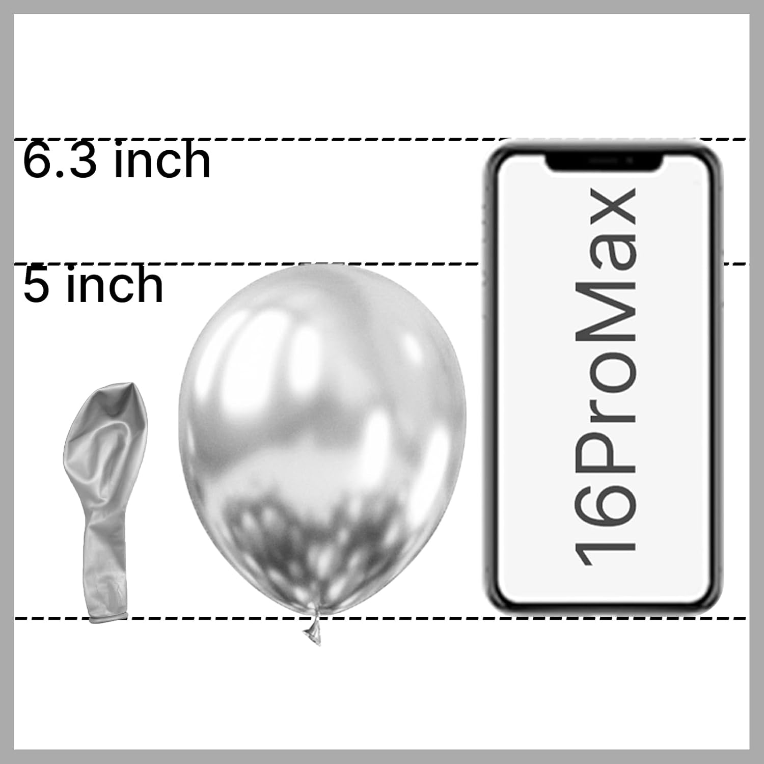 PartyWoo Silver Metallic Balloons - 50pcs 5-Inch for Stunning Birthday & Wedding Decor