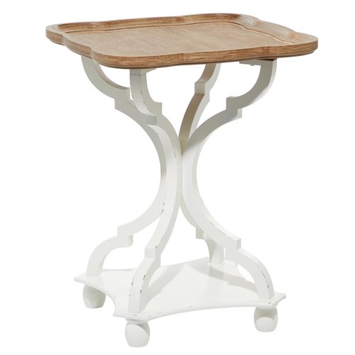 Deco 79 Wooden Side End Accent Table End Table with Brown Wood Top, Side Table 20" x 20" x 25", White