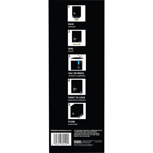 Hefty MAX Shrink-Pak Vacuum Seal Storage Bags for Clothing, Travel, Bedding | Tear-Proof, Dual-Valve Space Saver Compression Bags - 1 Large, 1 XL, 1 Jumbo