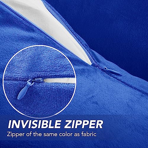 Deconovo Velvet Throw Pillow Covers | 24x24 Inch, 2 Pack, Soft Royal Blue
