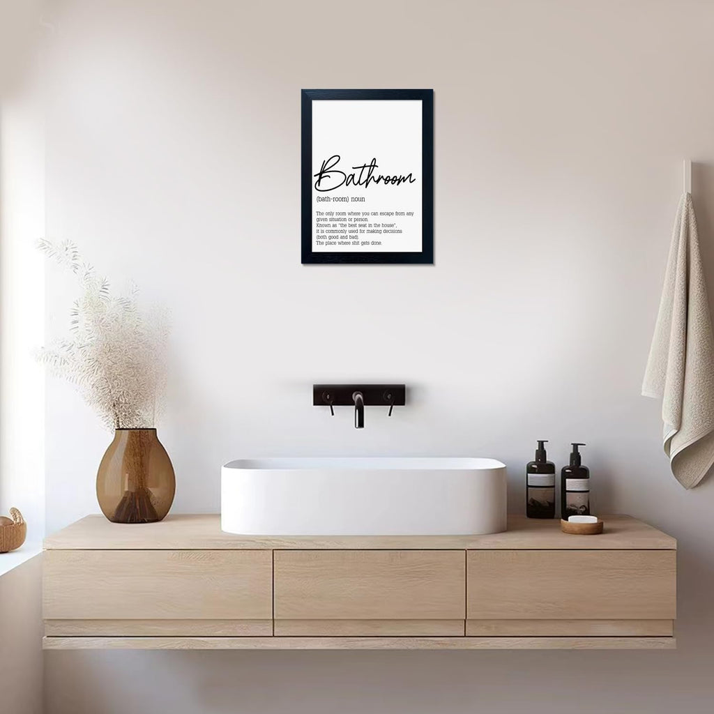 Black and White Bathroom Wall Art - Modern Quotes Decor | Small Framed Canvas Art