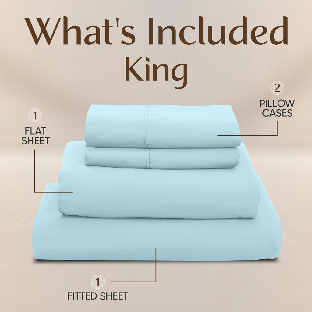 Utopia Bedding King Size Sheet Set - Soft, Breathable Microfiber | 4-Piece in Ice Blue, Oeko Tex Certified