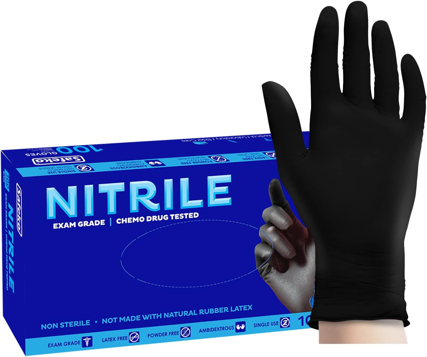 Skiennix Nitrile Exam Gloves - Latex-Free, Powder-Free, Non-Sterile Disposable | Ideal for Medical & Kitchen Use