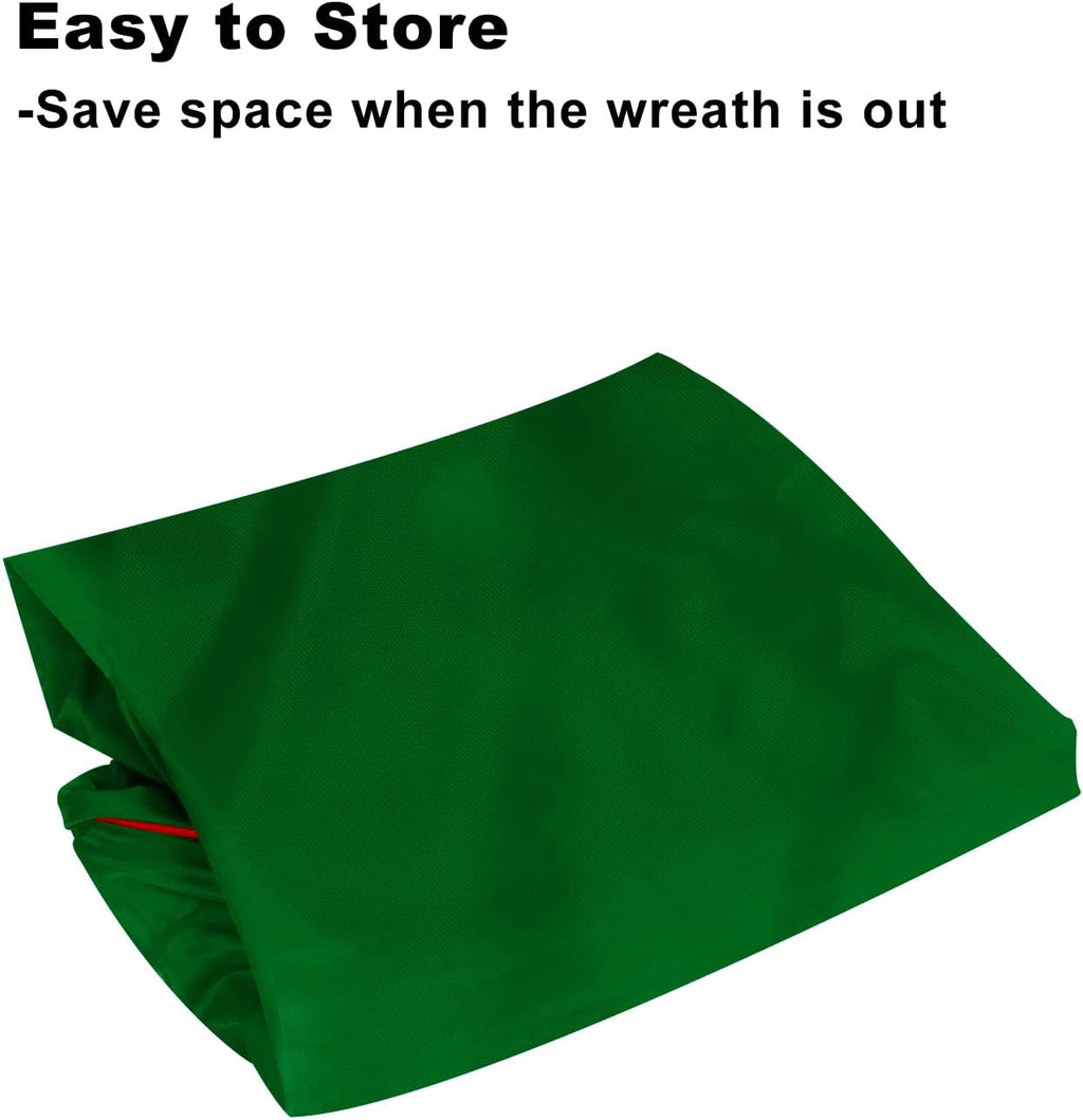TQS 25" Christmas Wreath Storage Bag - Heavy Duty Container with Reinforced Handle & Double Zipper - Green