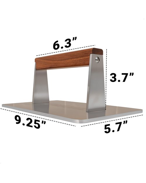 Manucode Stainless Steel Bacon Press - 3.2 LB Heavy Cooking Weight, Ideal for Flat Top Grill - Griddle Accessories for Searing Smash Burger, Steak, Sandwich - 9.25 x 5.7 Inches, Flat Bottom, Rectangle