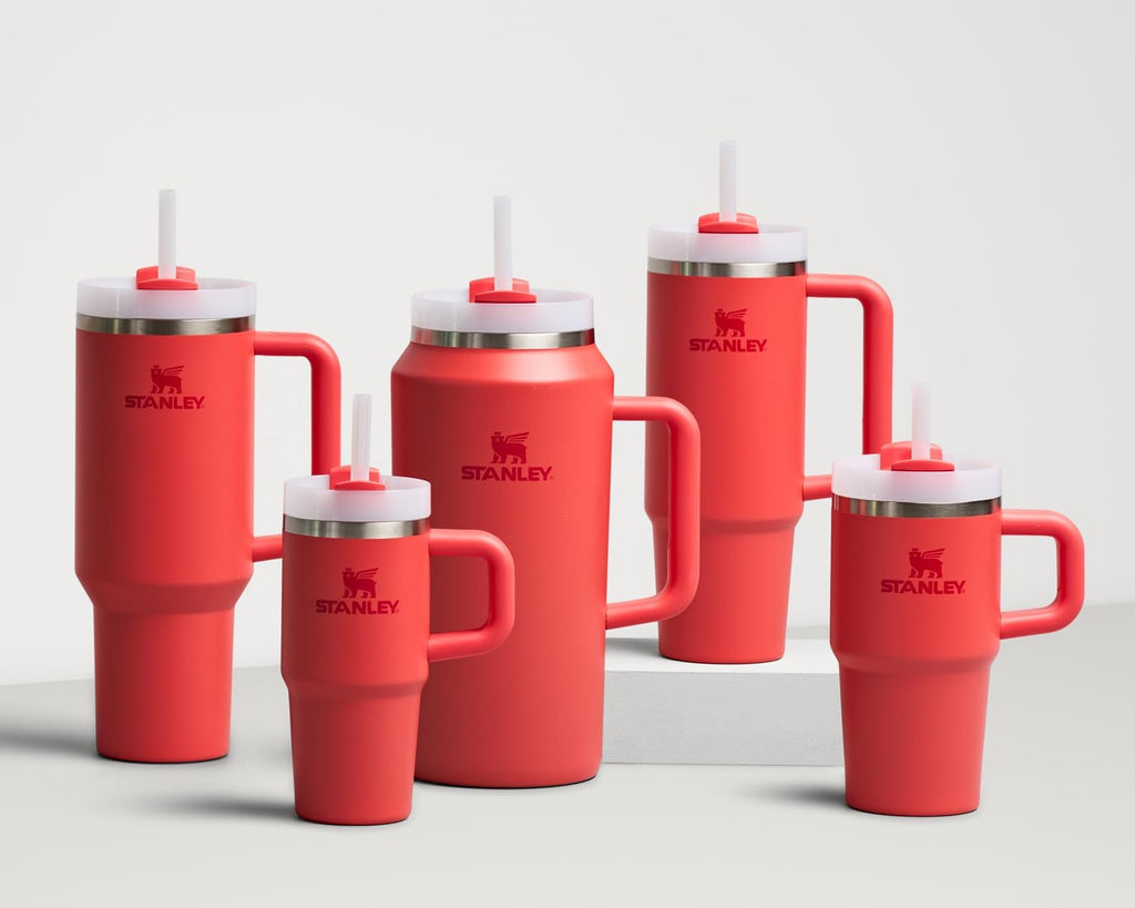 STANLEY Quencher H2.0 Tumbler - 20 oz Insulated Stainless Steel Cup with Handle & Straw | Hot Coral