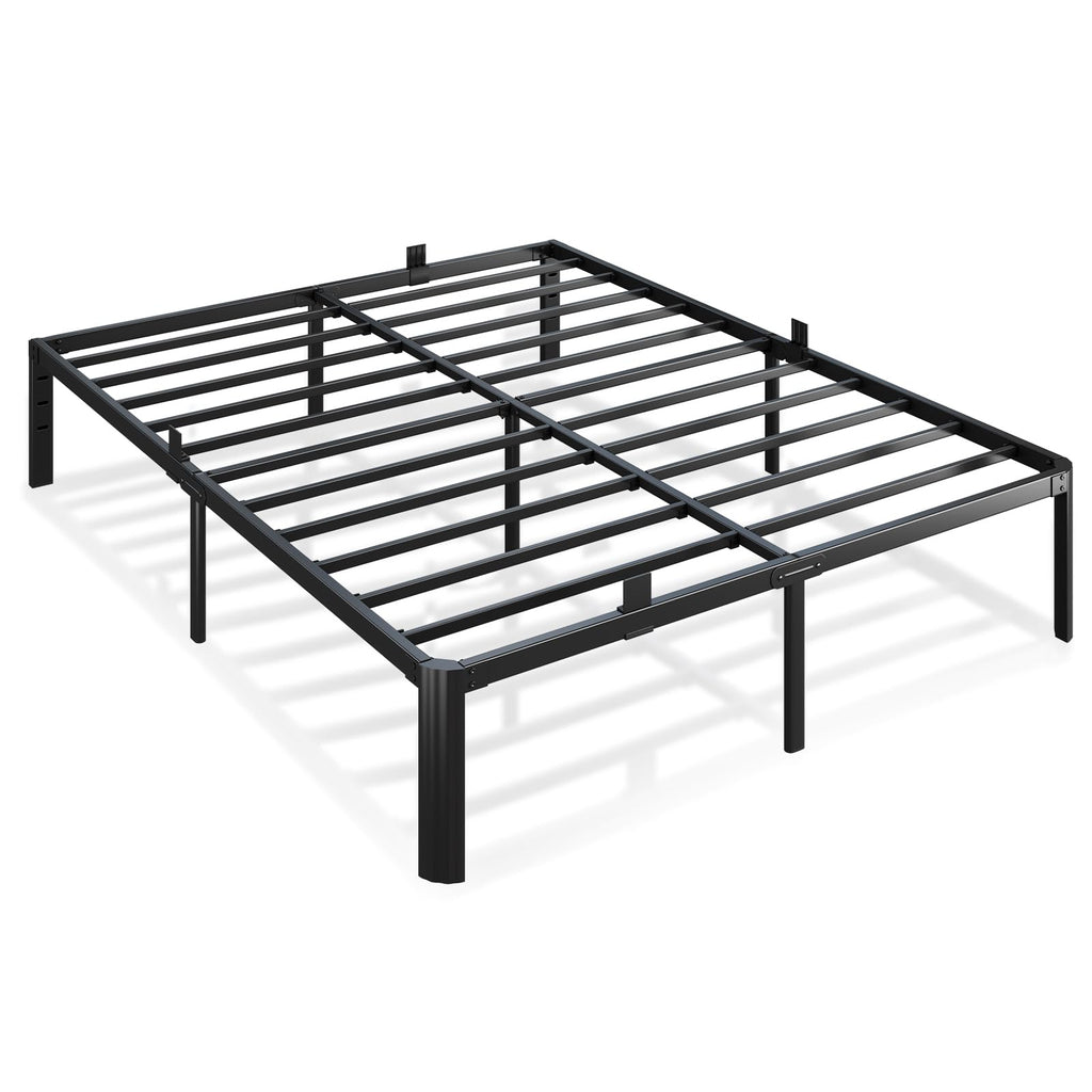 Metal Bed Frame Queen Size, 14 Inch 3500 lbs Heavy Duty Platform Bed Frames Steel Slats Noise Free No Box Spring Needed, Easy Assemble Sturdy Bedframe with Storage and Mattress Retainers