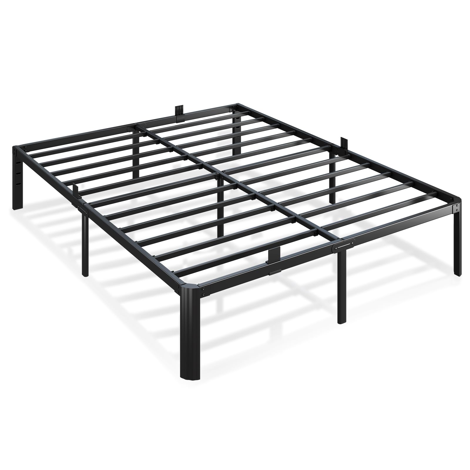 Metal Bed Frame Queen Size, 14 Inch 3500 lbs Heavy Duty Platform Bed Frames Steel Slats Noise Free No Box Spring Needed, Easy Assemble Sturdy Bedframe with Storage and Mattress Retainers