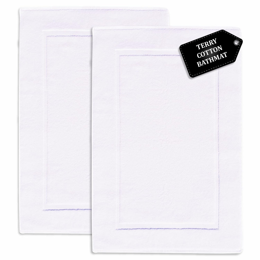 voyzz home Premium Bath Mat Floor Towel Set, Pack of 2 Super Soft & Absorbent Luxury Cotton Towels Hotel, Spa, Shower & Bathroom Tub Floor Mats Machine Washable (20"x30" Inch) White
