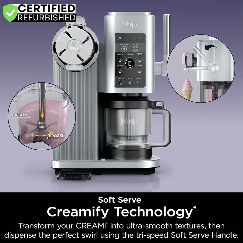 Ninja NC701 CREAMi Swirl 13-in-1 Soft Serve Ice Cream Machine - Renewed with 2-Year CPS Protection Pack