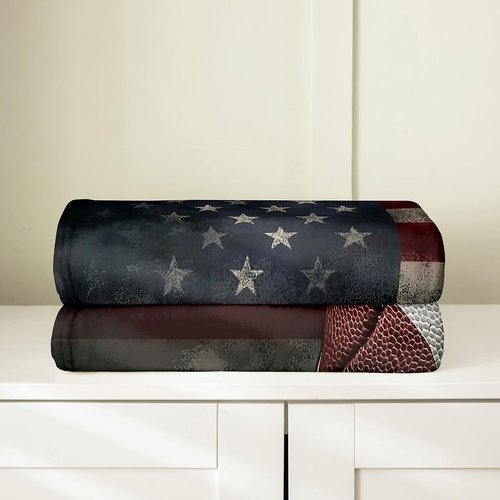 Erosebridal American Flag Blanket, Boys Football Throw Blanket Twin 60x80 Soccer Sports Games Fleece Blanket United States Federations Stars Stripes Bed Blanket for Kids Teens Adult Bedroom Decor