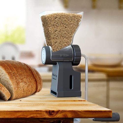 Kitchen Crop Hand Crank Grain Mill Wheat Flour Grinder, Stainless Steel Metal Burrs (The Grain Mill)