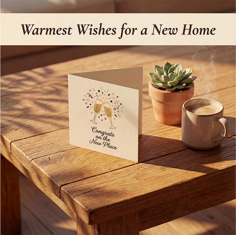 Elegant Champagne Toast New Home Card - 5.1" Square Greeting