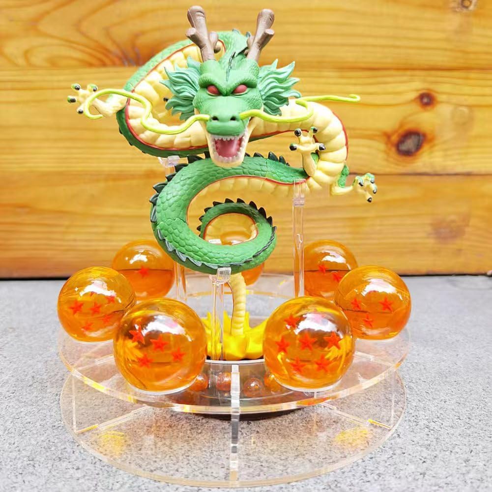 Shenron Figure Set by Resin | 3.5cm Dragon Statue with Crystal Balls & Gift Box for Holidays
