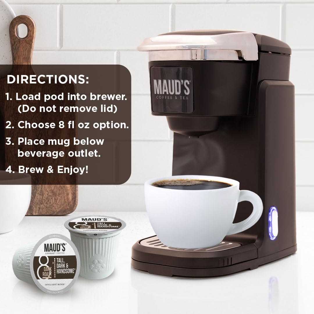 Maud's Dark Roast Coffee Pods - 100% Arabica Single Serve Pods | 100ct Compatible with Keurig K Cups