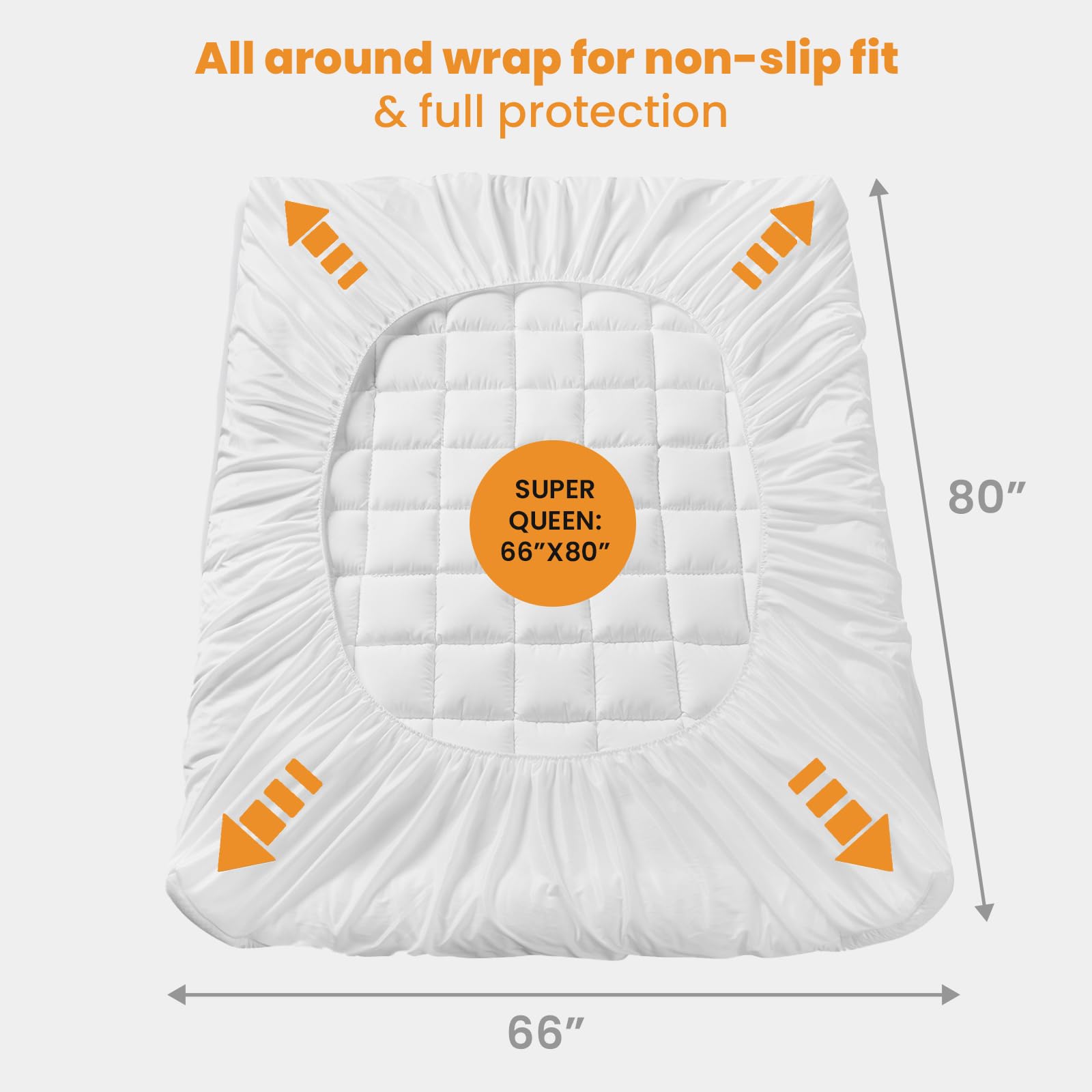 MATBEBY Olympic Super Queen Size Mattress Pad - Cooling Breathable Mattress Topper, Quilted Fitted Mattress Protector, Pillow Top Mattress Cover with 8-21" Deep Pocket, Soft, Machine Washable, White