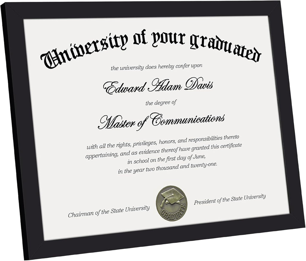 Upsimples Certificate Frame - Clear Plexiglass Diploma Frame for Wall/Tabletop, Black, 8.5x11 Inches