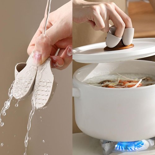 NentMent Pair Hot Plate Gripper Anti-Scalding Lightweight Silicone Hot Bowl Clip Holder Finger Sleeves Tips Finger Protector for Hot Bowls Instant Pot Microwave Oven Toaster Air Fryer Steam Oven