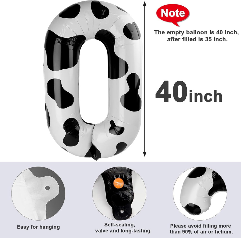 Number 0 Balloons 40 Inch | White & Black Birthday Decorations for All Milestone Events