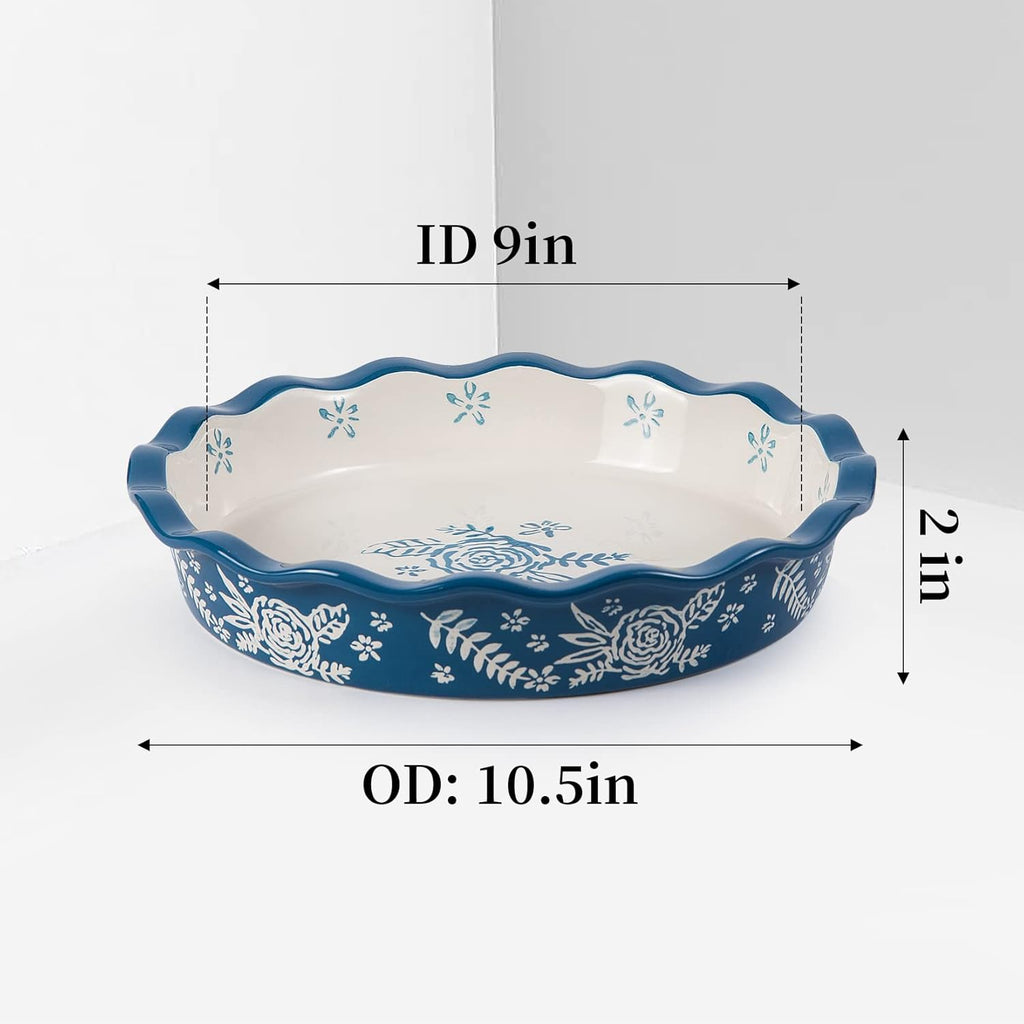 Wisenvoy Ceramic Deep Dish Pie Pan - Non-Stick Baking Dish for Perfect Pies | Durable & Easy to Clean