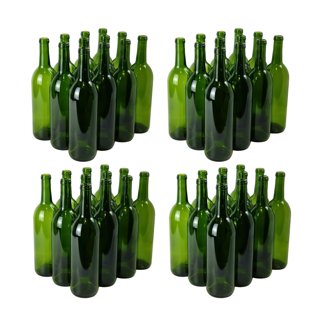 FastRack - 750ml Champagne Green Wine Bottles (Pack of 48) | W5 Bordeaux Empty Liquor Bottles for Drinks, 4 Cases of 12 - NO CORKS INCLUDED