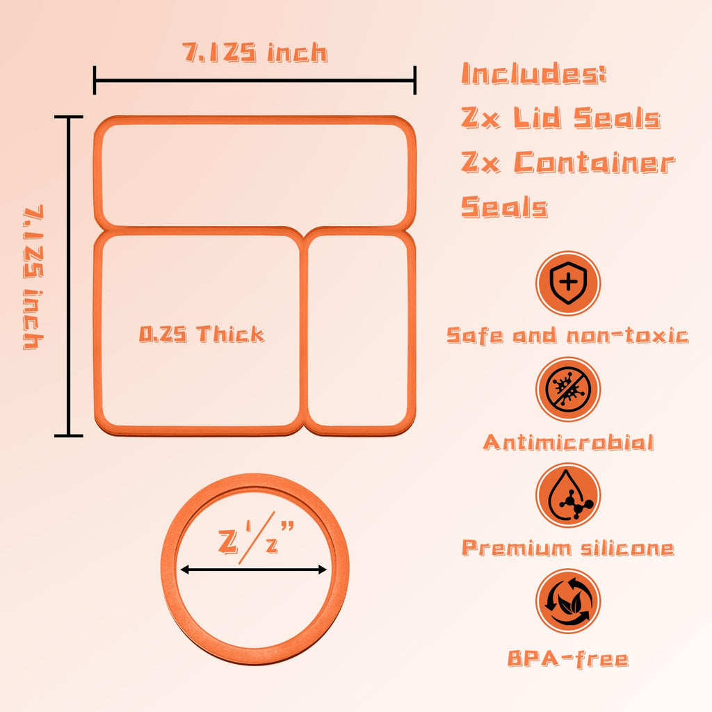 4 Packs Lid Seal Gasket For Omiebox,Omie Box Accessories for Kids Lunch Box Boxes, Food Grade Safe Silicone Rubber Seals (4P)