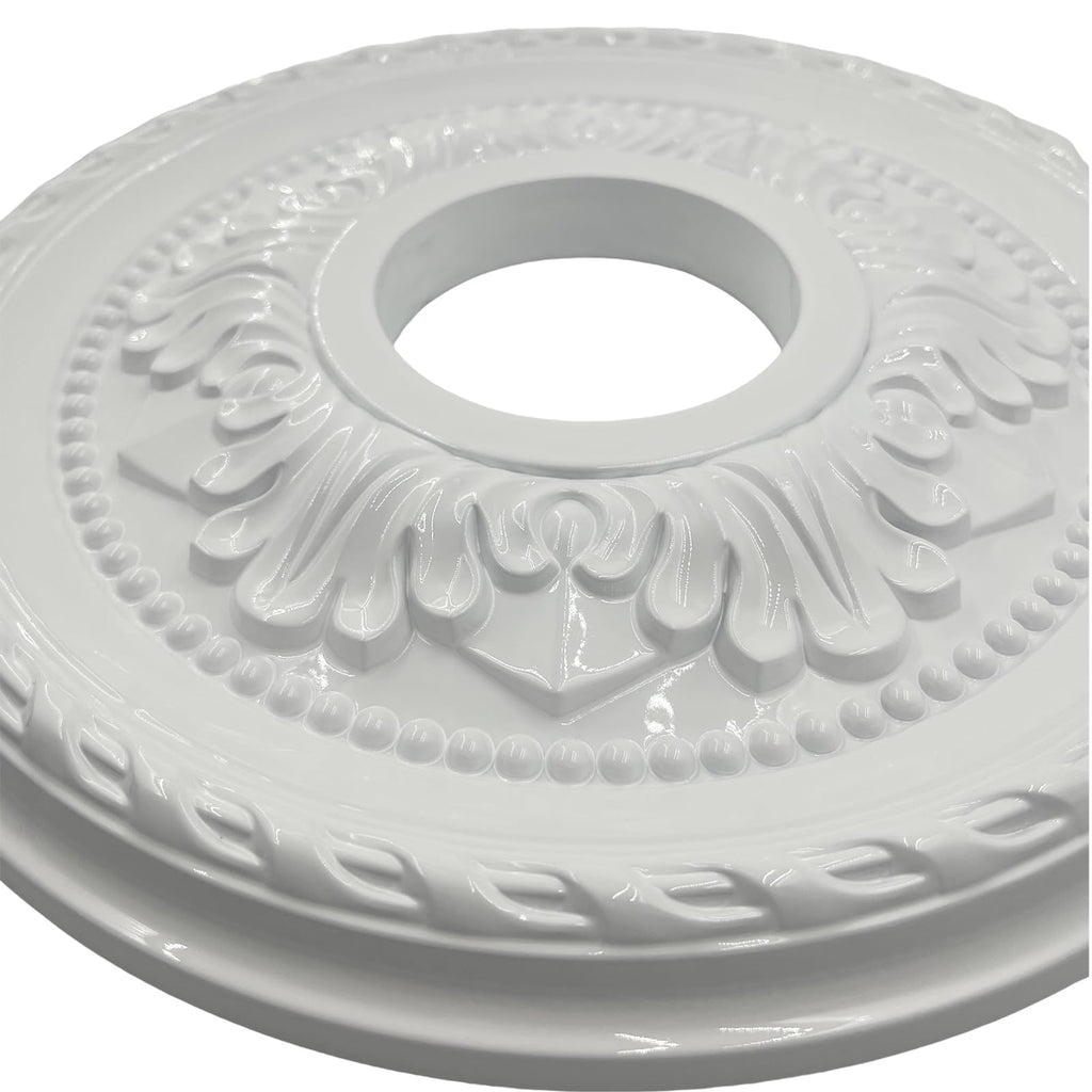 Yuqim Ceiling Medallion for Light Fixtures Ceiling Fan Medallion Ceiling Light Cover Plate Home Lighting Ceiling Medallions 12" OD x 3.6" ID(White)