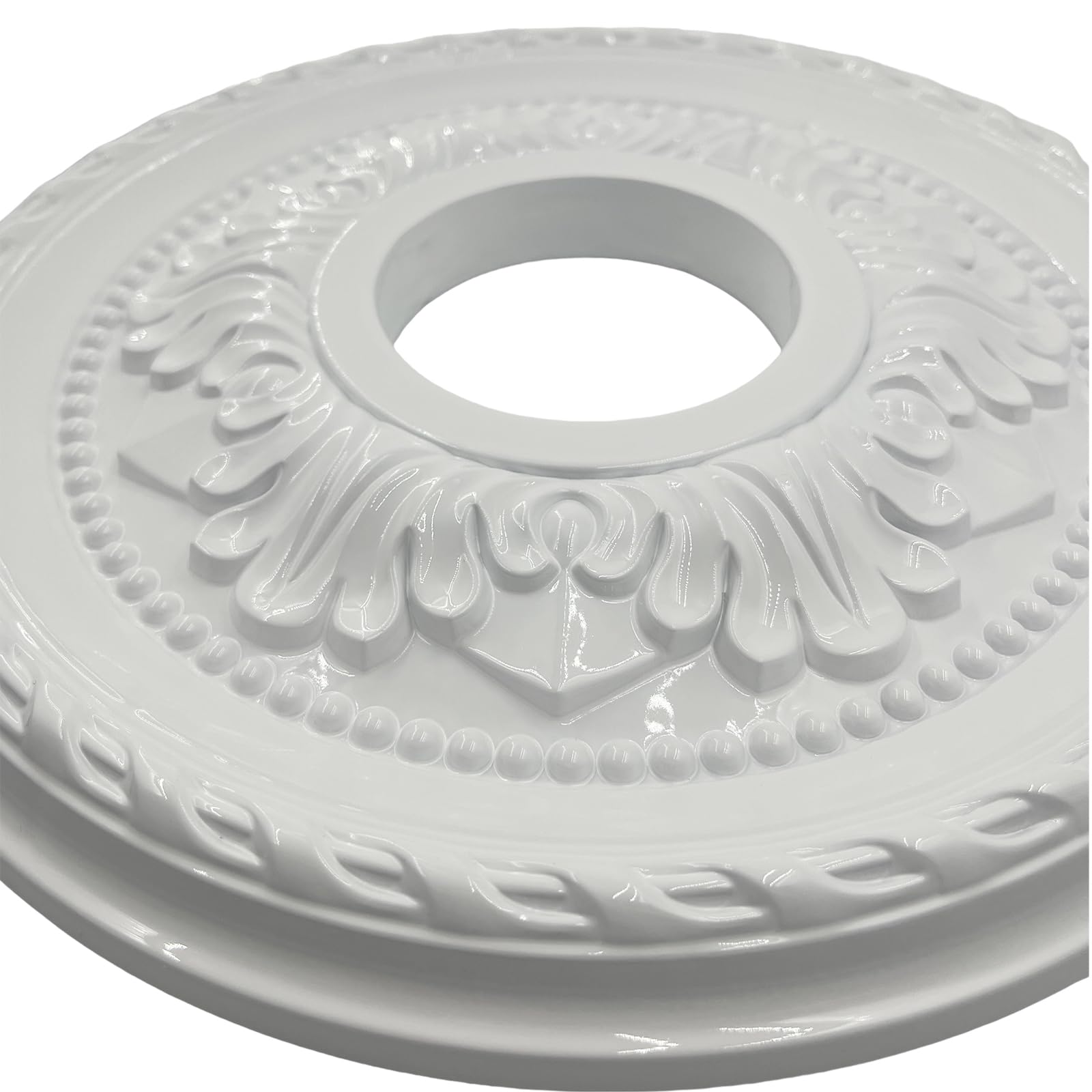 Yuqim Ceiling Medallion for Light Fixtures Ceiling Fan Medallion Ceiling Light Cover Plate Home Lighting Ceiling Medallions 12" OD x 3.6" ID(White)