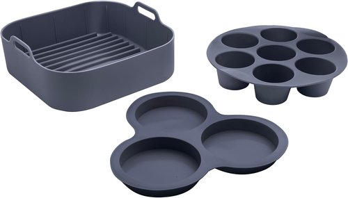 Gourmia Air Fryer Accessories Set - 3-Piece Silicone Liner & Egg Bite Cooker | BPA-Free, Nonstick, Heat Resistant