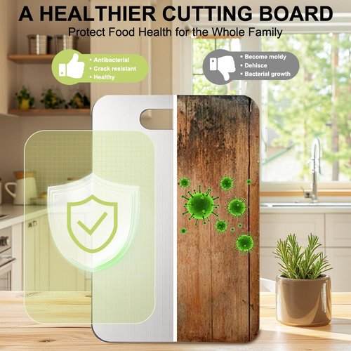 BLOCE Titanium Cutting Board for Kitchen, Stainless Non Stick Chopping Board, Upgrade Double Sided Food-Grade Titanium Board for Kitchen for Meat Cheese Vegetable (Large)