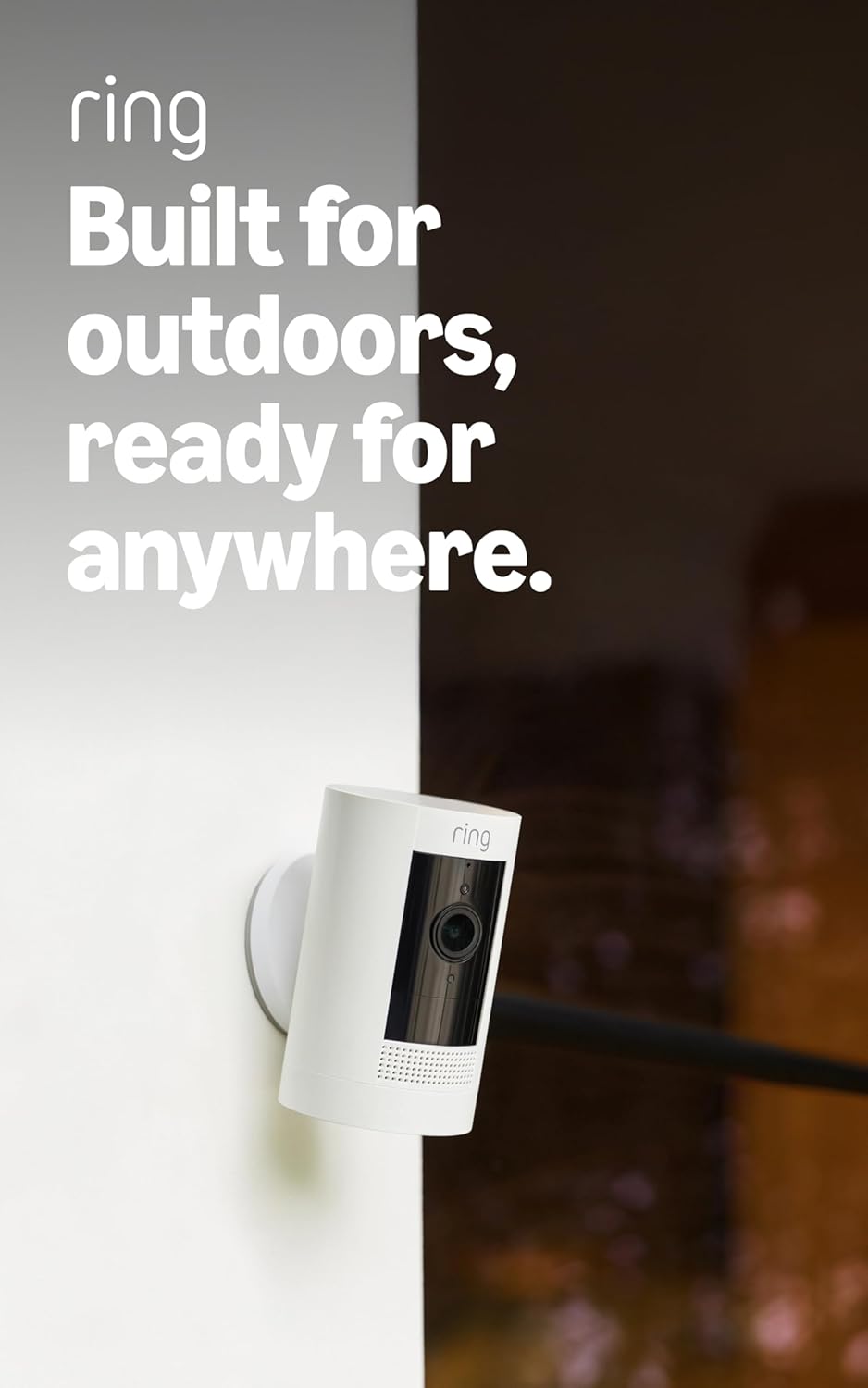 Ring Outdoor Cam - Weather-Resistant Security Camera with Color Night Vision & Two-Way Talk | White