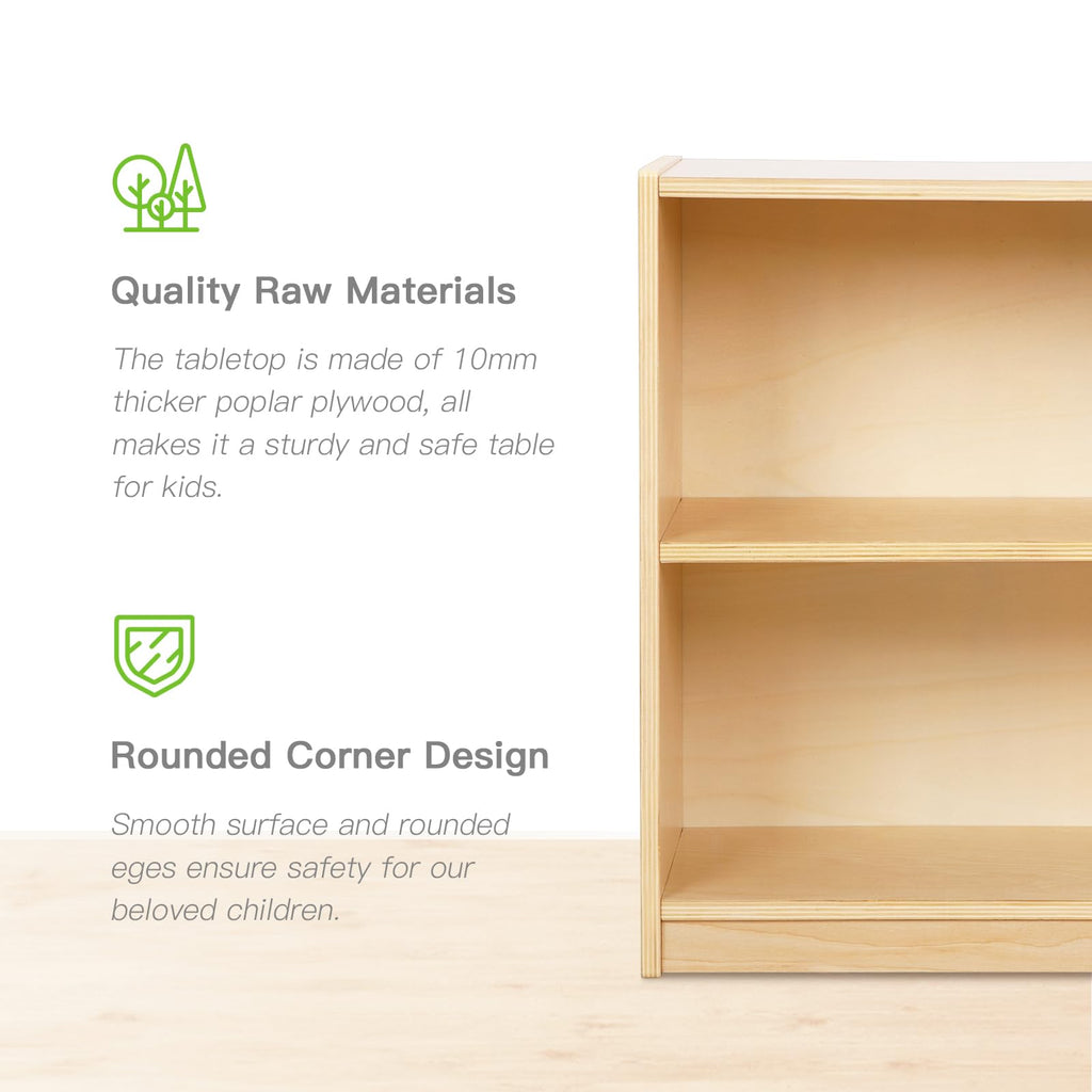 OOOK Montessori Toy Shelf, 2-Tier Wooden Storage Shelf for Kids, Modern Style, Kids Bookshelf and Toy Storage, Classroom, Kindergarten, Playroom, Daycare Center