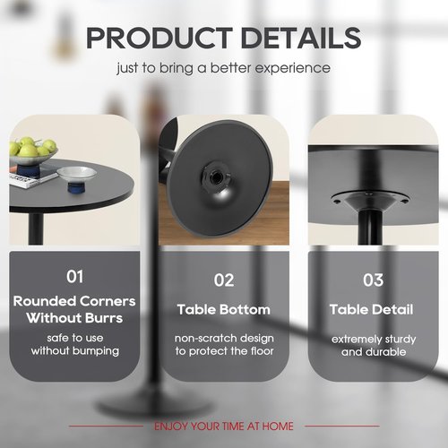 FDW Bistro Pub Table 40 Inch Height Cocktail Table Round Bistro Bar Table for Home, Kitchen Dining and Restaurant