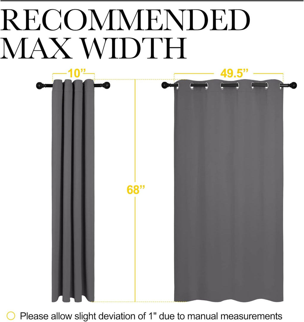 NICETOWN Grey Blackout Curtain Panels - Thermal Insulated Grommet Top Drapes for Bedroom | 2 Panels, W55 x L68-Inch