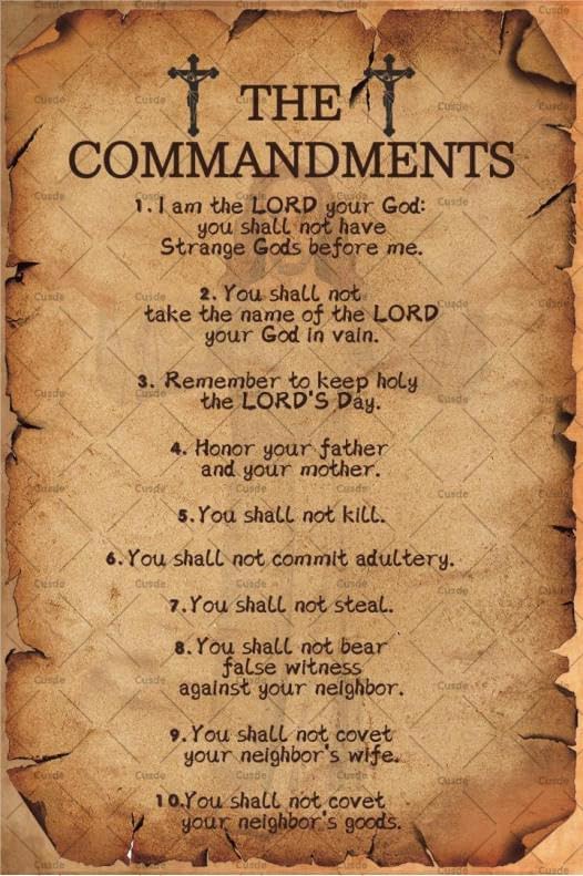 The Ten Commandments Metal Tin Sign - 8x12 Inch Religious Wall Decor