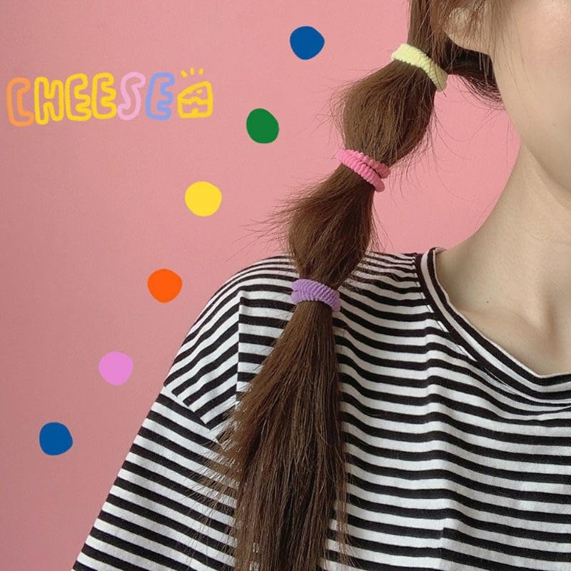50pcs Cotton Seamless Hair Ties & Elastic Ponytail Holders for Thin Hair