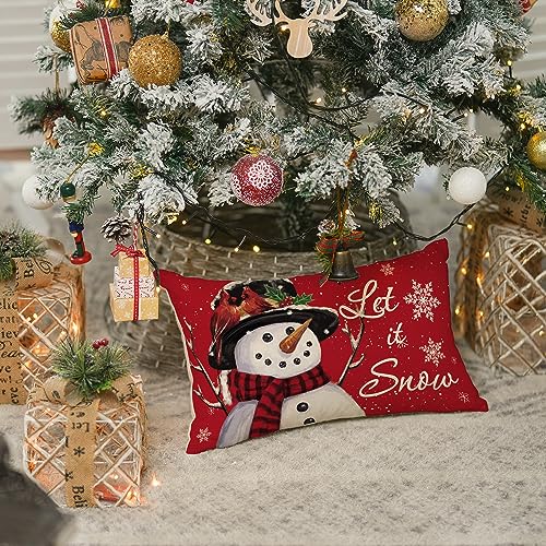 AVOIN colorlife Let It Snow Snowman Christmas Throw Pillow Cover, 12x20 Inch