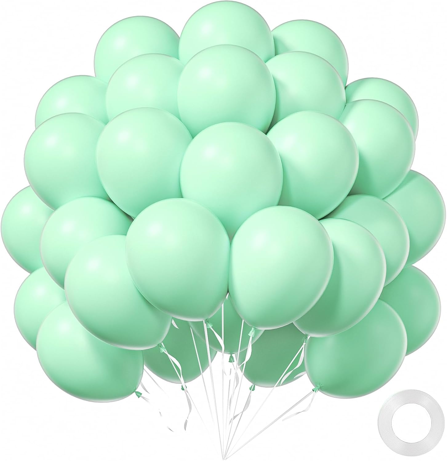 Mint Green Balloons - 12-Inch Latex Balloons | 50-Pack for Wedding, Baby Shower & Birthday Decor