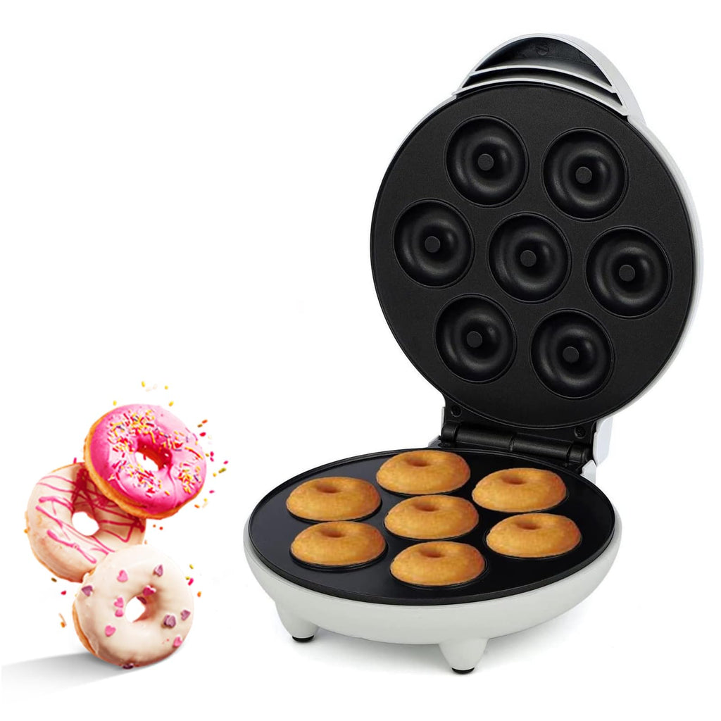 Fabater Maker Machine, Electric Non Stick Doughnut Maker, Toaster Donut Machine for Home Snacks Dessert with Non Slip Feet, Breakfast Maker, Baking Pan, Makes 7 Doughnuts