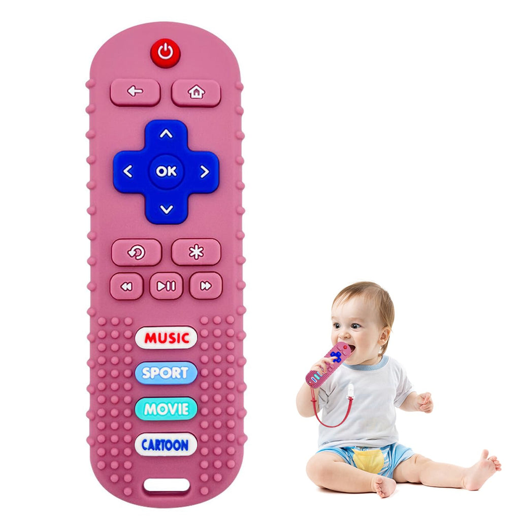 ROBBEAR Baby Teething Toys - Food Grade Silicone Remote Control Teether for 3-18 Months, BPA Free
