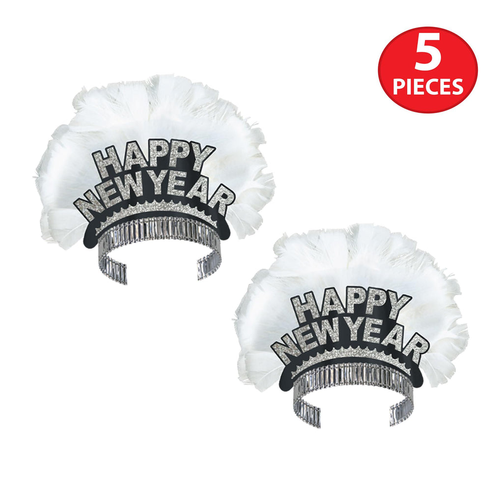 Beistle Tuxedo-Nite New Years Eve Party Assortment for 10 People- NYE Glittered Top Hats, Feathered Tiaras, Tassel Horns, Made in USA Since 1900