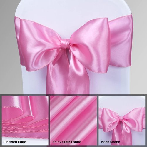 Babenest Satin Chair Sashes - Upgraded 10 Pcs Ribbons & Bows for Weddings & Events | Pink