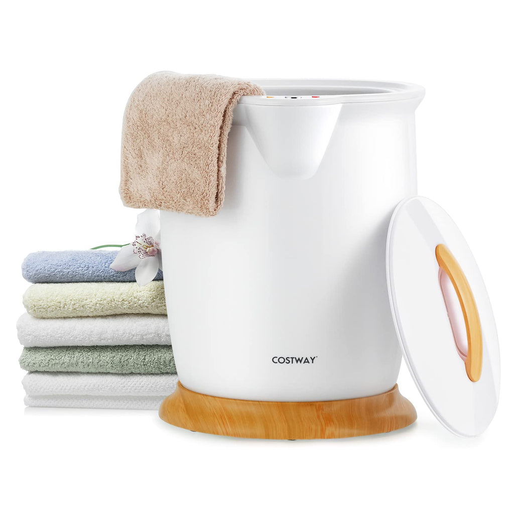 COSTWAY Bucket Style Towel Warmer,Fragrance Holder, Fits up to Two 40” x 70” Oversized Towels, Bathrobes, Blankets, Auto Shut Off, Luxury Towel Warmer for Bathroom, Spa