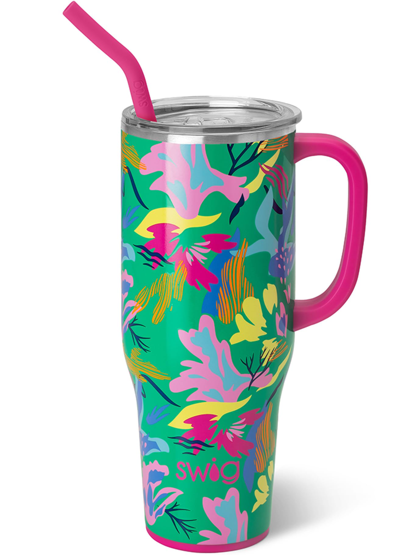 Swig Life 40oz Mega Mug, 40 oz Tumbler with Handle and Straw, Cup Holder Friendly, Dishwasher Safe, Extra Large Insulated Tumbler, Stainless Steel (Paradise)